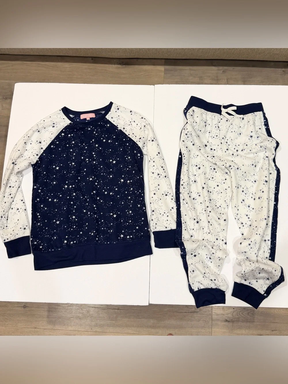 BCBG Girls Navy and White Star Print Raglan Pajama Set